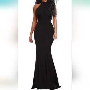 Berydress Women's Elegant Chic Halter Neck Sleeveless Solid Stretchy Wedding Gue